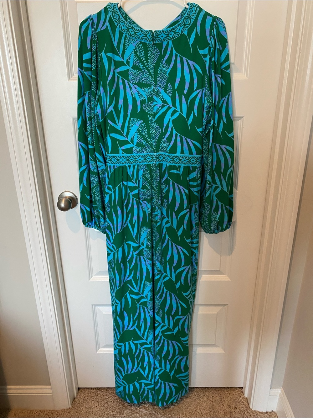 Lilly Pulitzer Teal & Aqua Leaf-Print Long dress - Picture 8 of 12